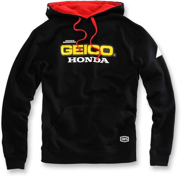 100% Geico Honda Racing Base Hooded Pullover Black
