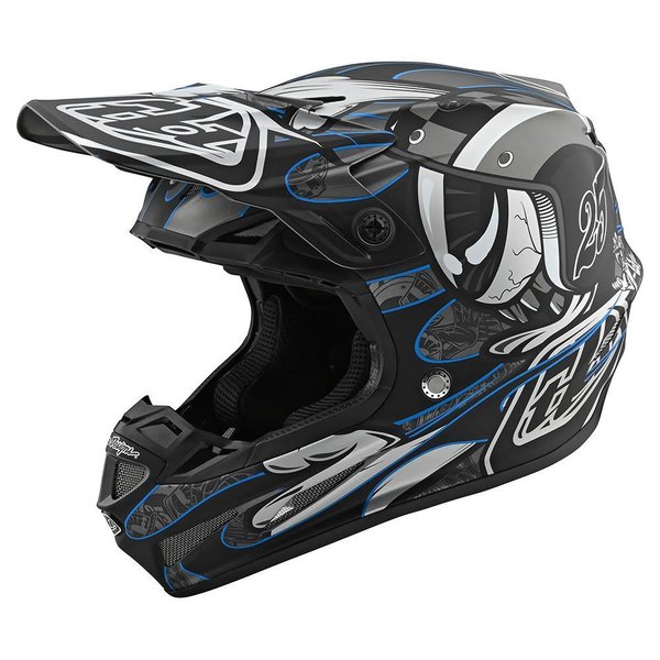 Troy Lee Designs SE4 Eyeball Black/Silver MIPS Composite Motocross Helm