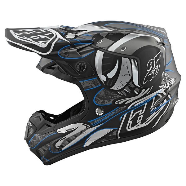 Troy Lee Designs SE4 Eyeball Black/Silver MIPS Composite Motocross Helm