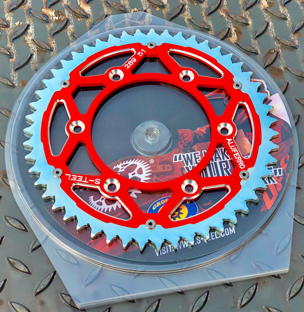 S-Teel Bi-Metal Kettenrad für Beta ab 2013 Rot eloxiert
