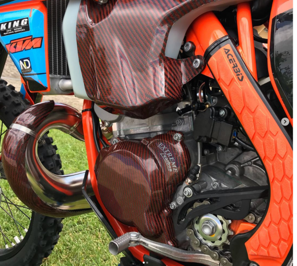 Extreme Carbon Protektor Zündungsdeckel für KTM 250/300 ab 2017 Orange