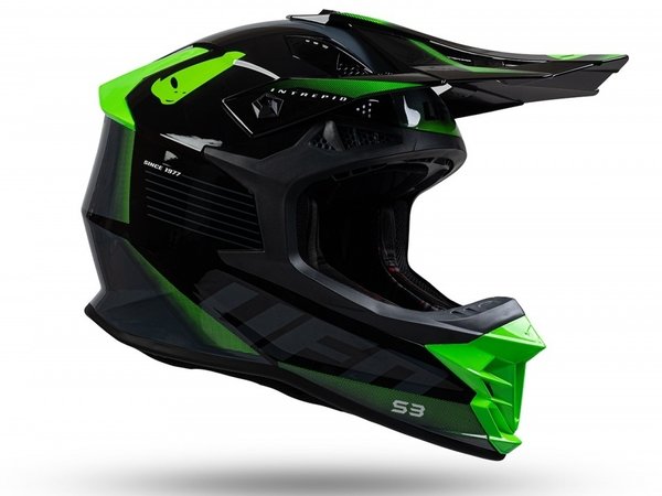 UFO Racing Helm Intrepid Black Monster Neon Grün