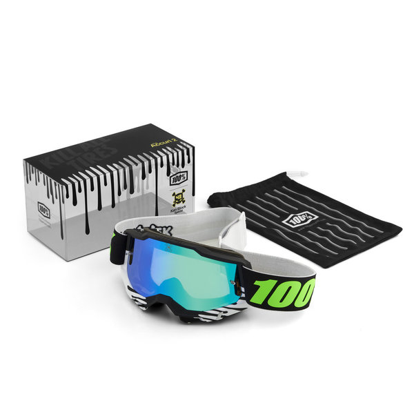 100% Motocross Brille Accuri 2 KB43 OTG Sand - Green/Blue Mirror