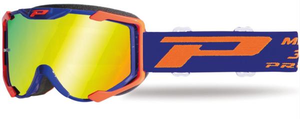Pro Grip 3404 Motocrossbrille Blue/Neon Orange Gold Mirror