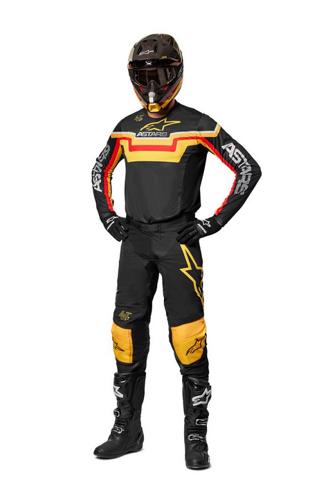 Alpinestars Techstar Quadro Black Yellow Tangerne Combo Jersey und Motocrosshose