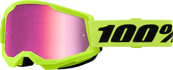 100% Motocross Brille Strata 2 Neon Yellow Pink Mirror